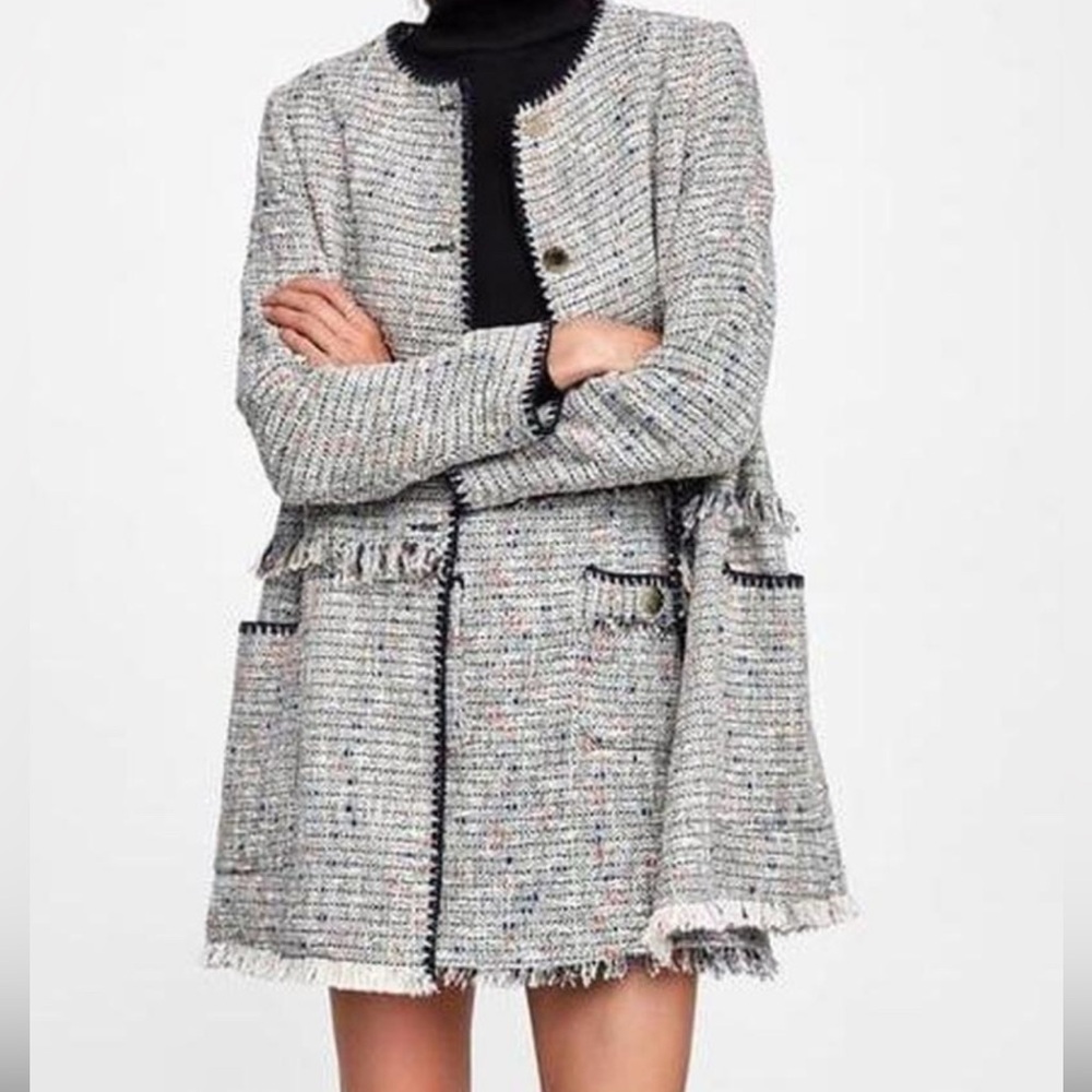 Zara Women's Tweed Blazer - Red, Blue, White